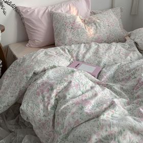 Garden Small Floral Cotton Bed 4-piece Summer Girly Bedding Set (Option: 180cm bed top four piece set-Haruhi Letter flower cherry)