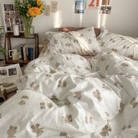 Garden Small Floral Cotton Bed 4-piece Summer Girly Bedding Set (Option: 180cm bed top four piece set-Hello Little Bear)
