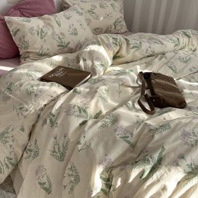 Garden Small Floral Cotton Bed 4-piece Summer Girly Bedding Set (Option: 180cm bed top four piece set-Ono tea)