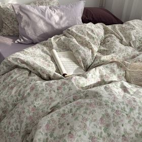Garden Small Floral Cotton Bed 4-piece Summer Girly Bedding Set (Option: 180cm bed top four piece set-Romantic Floral Taro)