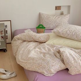 Garden Small Floral Cotton Bed 4-piece Summer Girly Bedding Set (Option: 180cm bed top four piece set-Elf custard floral)