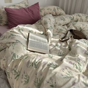 Garden Small Floral Cotton Bed 4-piece Summer Girly Bedding Set (Option: 180cm bed top four piece set-Komono tea flower purple pow)