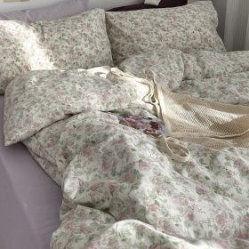 Garden Small Floral Cotton Bed 4-piece Summer Girly Bedding Set (Option: 180cm bed top four piece set-Romance)