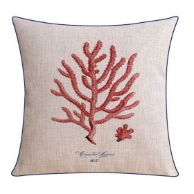 Classical Style Seaweed Starfish Pillow Thick Cotton Linen Sofa Cushion Cover (Option: XH0075-53X53cm Without Core)
