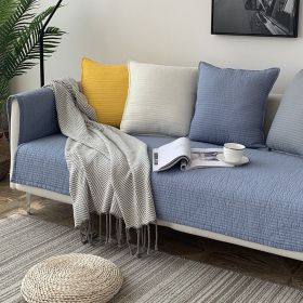 Sofa Cushion Cover Cotton Fabric Non-slip Cushion (Option: ELEGANTLY PURE Light Blue-70x150)